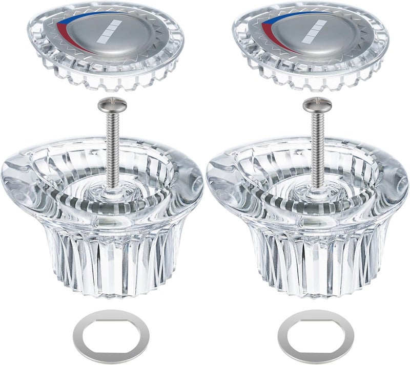 Enhon 2 Pack Shower Knob Handle Kit Compatible with Moen 96797 Chateau Collection, Replacement Faucet Handle Kit for Bathroom Tub and Shower, Include Screws, Chrome Knob Insert, Made in Taiwan - Image 1